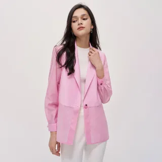 【MOMA】知性異材拼接西裝外套(粉色)