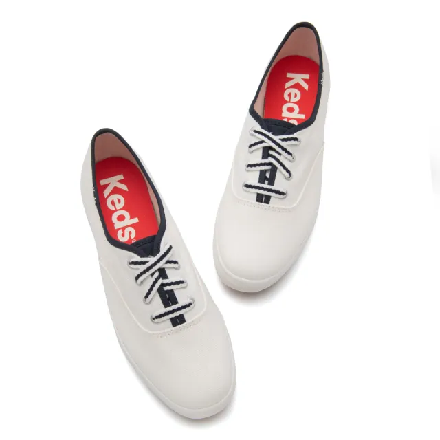 【Keds】CHAMPION 經典帆布撞色休閒小白鞋-白藍(9243W234342)