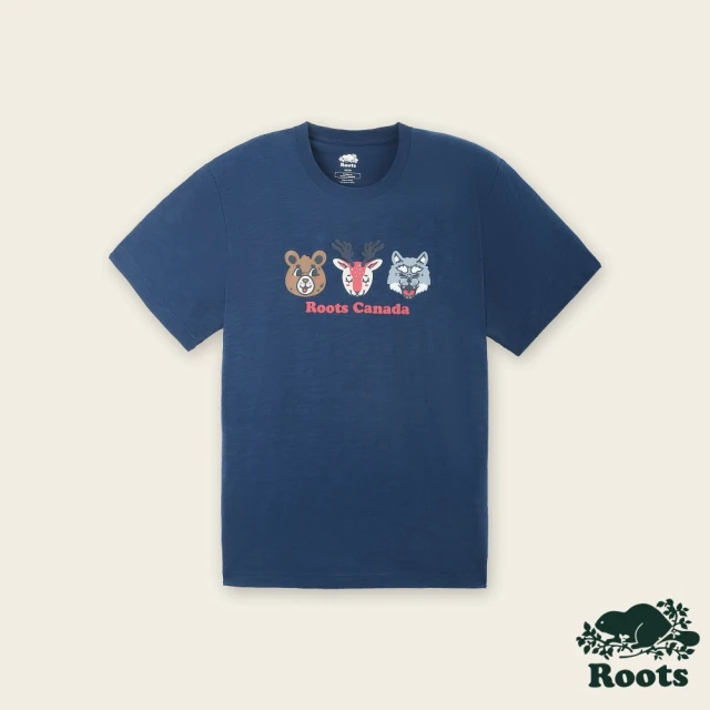【Roots】Roots 男裝- BUDDY FRIENDS CLASSIC短袖T恤(藍色)