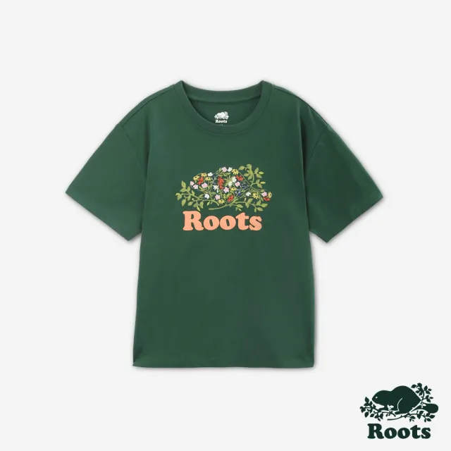 【Roots】Roots 女裝- COOPER FLORAL寬版短袖T恤(深綠色)