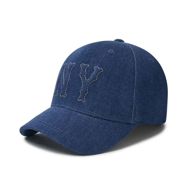 【MLB】牛仔丹寧可調式硬頂棒球帽 Monogram系列 紐約洋基隊(3ACPDM04N-兩色任選)