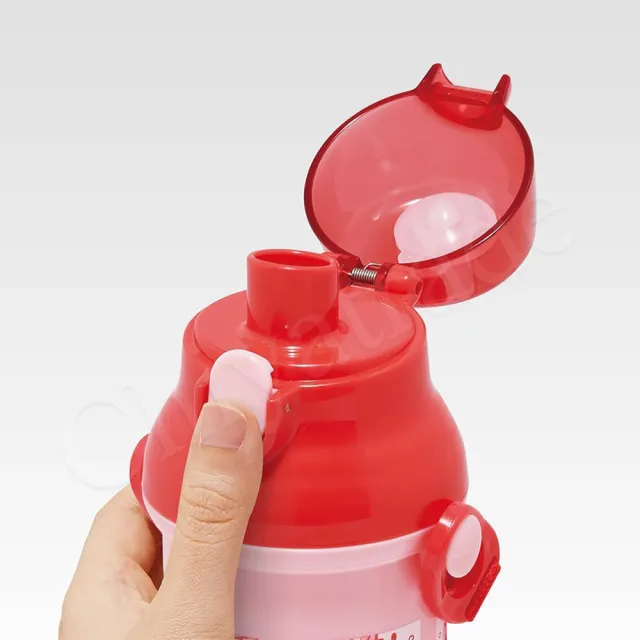 【百科良品】日本製 Hello Kitty凱蒂貓 小熊 彈蓋直飲水壺 隨身瓶 抗菌加工 480ML-紅(附背帶)