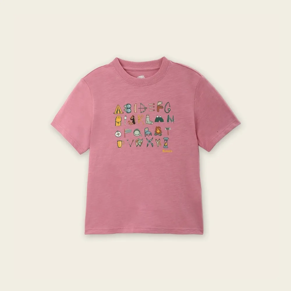 【Roots】Roots 大童- OUTDOOR CAMP短袖T恤(粉紅色)