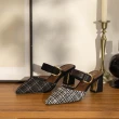 【FAIR LADY】優雅小姐 典雅金屬帶釦高跟穆勒鞋(黑格紋、4J2813)