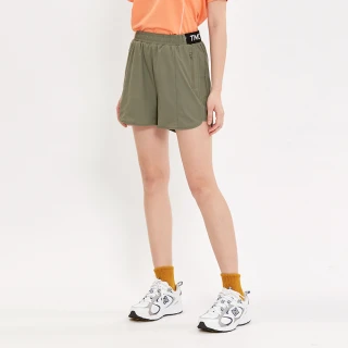 【Hang Ten】女裝-恆溫多功能-REGULAR FIT冰絲涼感吸濕快乾彈性針織機能短褲(橄欖綠)