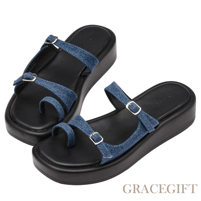 Grace Gift 極簡方釦圓頭厚底長靴好評推薦