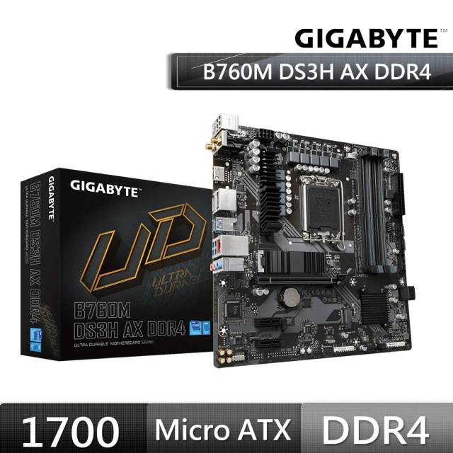 【GIGABYTE 技嘉】B760M DS3H AX DDR4 主機板+索泰 RTX4060 8GB SOLO 顯示卡(組合4-7)