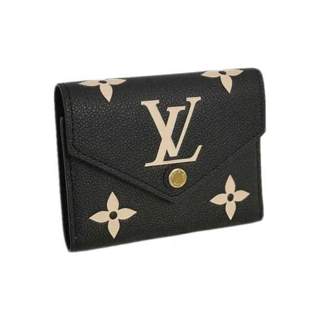 【Louis Vuitton 路易威登】M80968 經典Victorine系列雙色Monogram壓花開釦式三折短夾(黑色)
