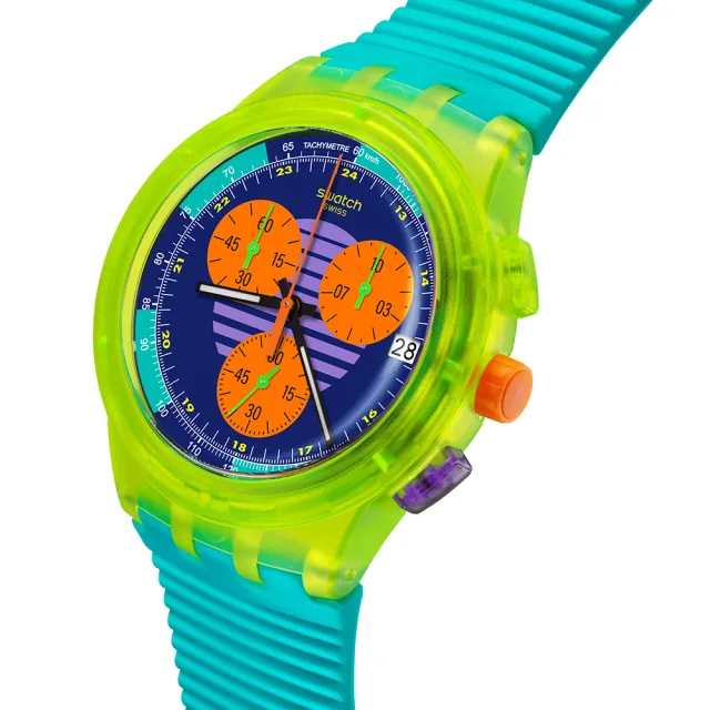【SWATCH】Chrono 原創系列手錶 SWATCH NEON WAVE 男錶 女錶 手錶 瑞士錶 錶(42mm)