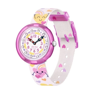 【Flik Flak】兒童手錶 跳躍之心 BOUNCING HEARTS 瑞士錶 兒童錶 手錶 編織錶帶(31.85mm)