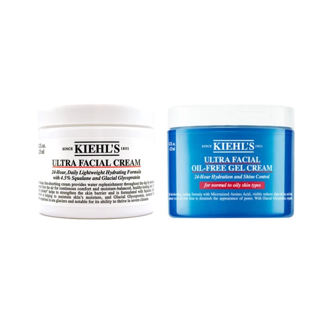 Kiehl’s 契爾氏 冰河醣蛋白系列125ml(1+1組) 多款任選(保濕霜/水感凝凍/國際航空版)