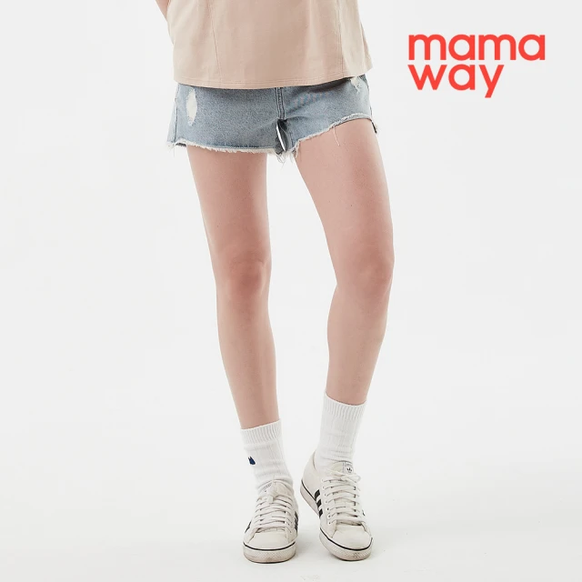 mamaway 媽媽餵 反摺牛仔孕婦短褲 推薦