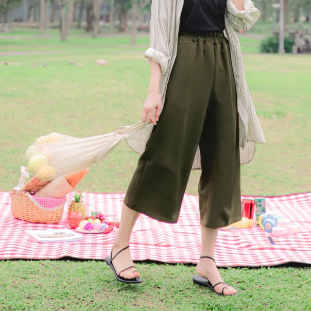 【OB 嚴選】台灣製造質感斜紋布腰鬆緊寬褲 《KG0052》