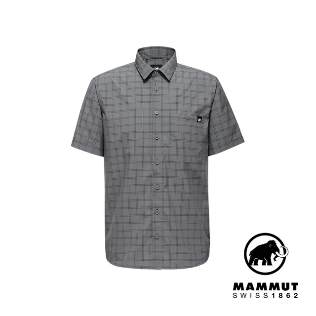 【Mammut 長毛象】Lenni Shirt Men 機能短袖格紋襯衫 男款 鋼鐵灰/黑 #1015-01470