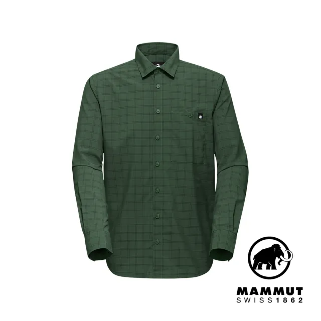 【Mammut 長毛象】Lenni Longsleeve Shirt Men 機能長袖格紋襯衫 男款 綠樹林/黑 #1015-01460