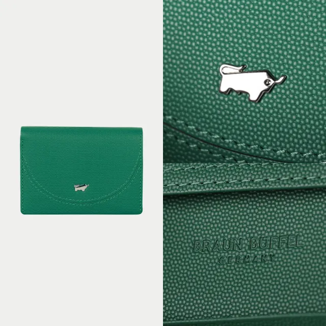 【BRAUN BUFFEL 德國小金牛】台灣總代理 欣娜-A 名片夾-常綠色(BF842-141-EG)