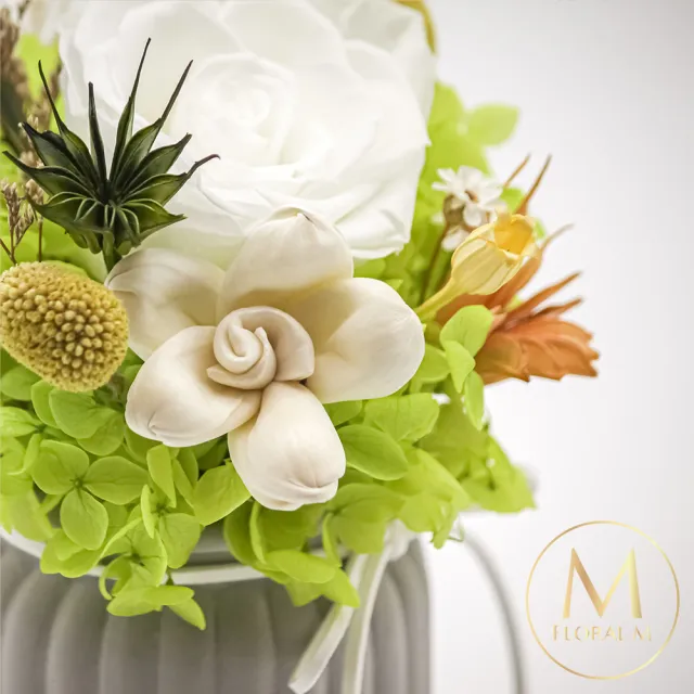 【Floral M】夏日野餐盛宴時光永生香氛擴香花禮(擴香花/永生花/花禮/香水精油/居家香氛/桌上裝飾/送禮)