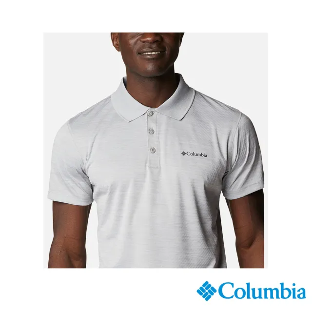 【Columbia 哥倫比亞 官方旗艦】男款-Zero Rules™涼感防曬快排短袖Polo衫-花灰色(UAE60820HG/IS)