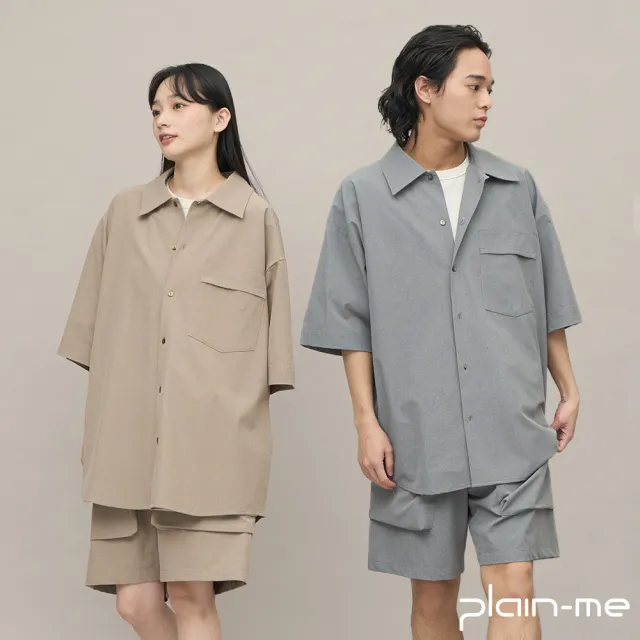 【plain-me】吸濕排汗六分袖寬鬆襯衫 PLN3306-241(男款/女款 共4色 襯衫 機能 短袖上衣)