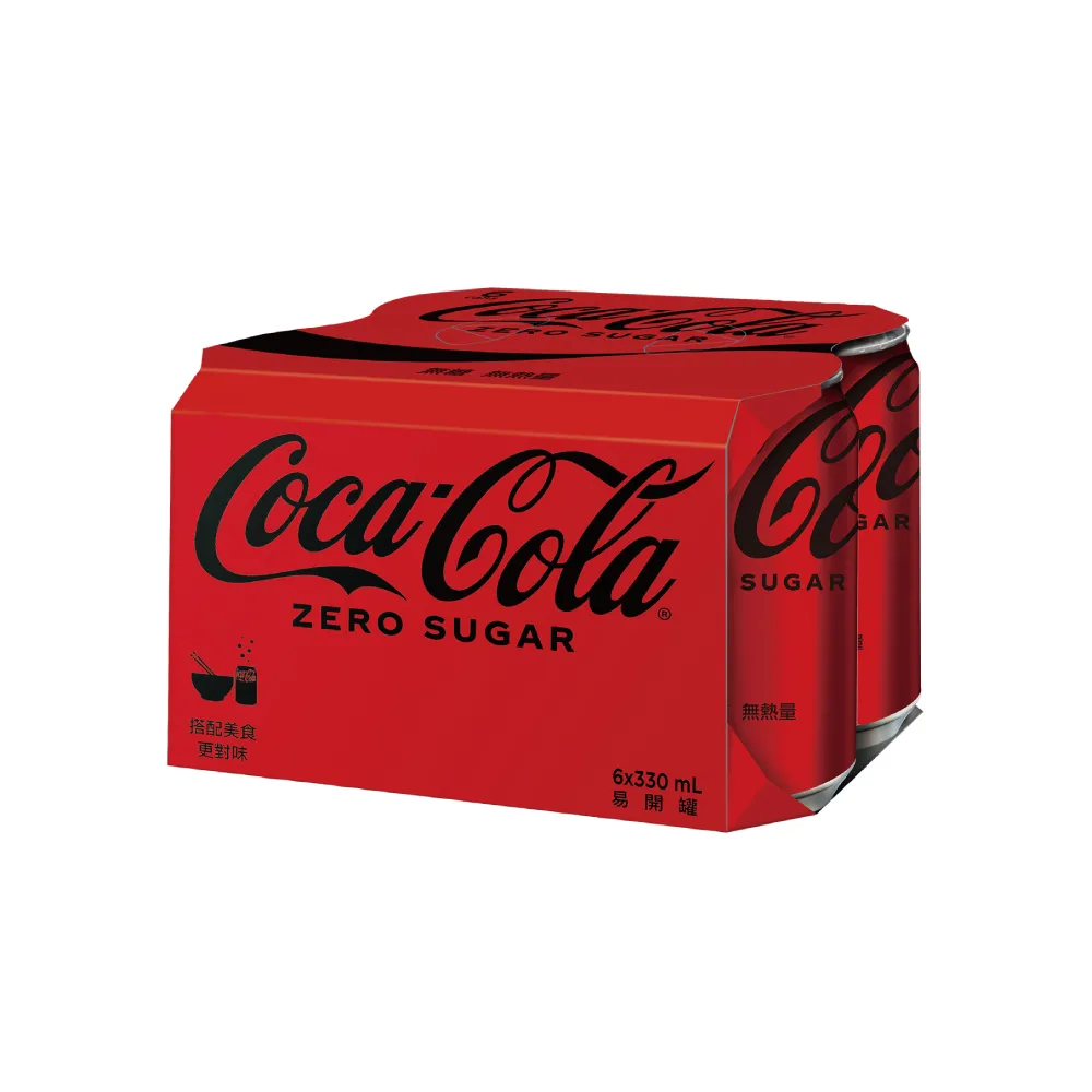 【Coca-Cola 可口可樂ZERO SUGAR】無糖零卡易開罐330mlx6入/組