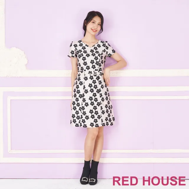 【RED HOUSE 蕾赫斯】滿版花朵A-Line緹花洋裝(共2色)