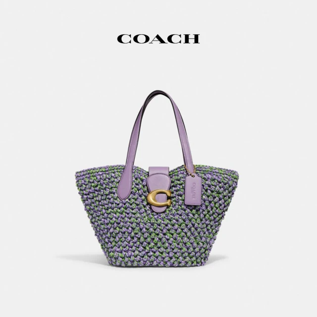 COACH 官方直營小號托特手袋-B4/淺紫色/柔綠色(CH741)