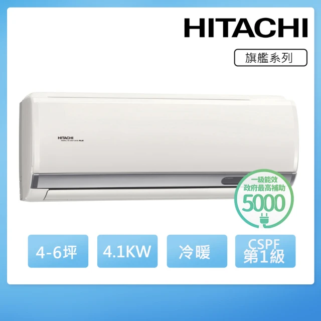 【HITACHI 日立】4-6坪一級能效冷暖變頻分離式冷氣(RAC-40HP/RAS-40HQP)