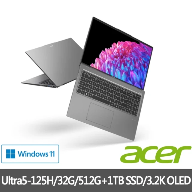 Acer 宏碁 特仕版 16吋輕薄AI筆電(Swift Go/SFG16-72-57WR/Ultra 5-125H/32G/512G+1TB SDD/3.2K OLED)