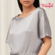 【Triumph 黛安芬】環保親膚材質 Premium 絲綢系列家居服 短袖上衣 M-L(灰藍)