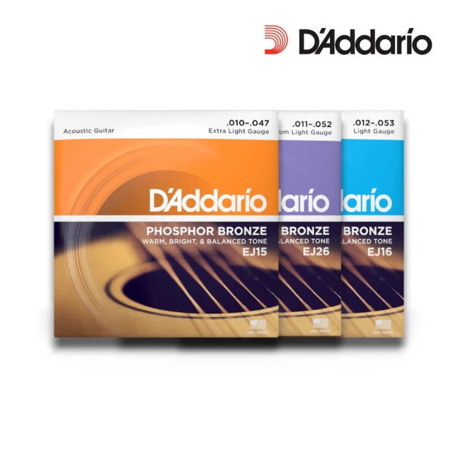 【D’Addario】卓越品質首選 磷青銅木吉他弦｜EJ15 EJ26 EJ16(民謠吉他弦 琴弦 Strings 紅銅)