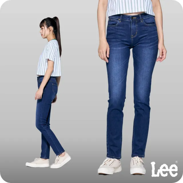 【Lee】出清品-女裝 牛仔褲 / 409 中腰合身小直筒 中藍洗水(LL220129217)