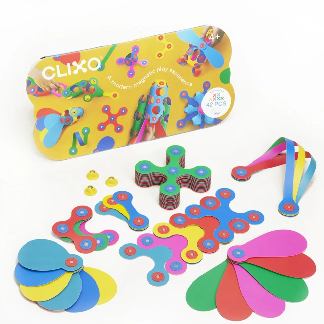 CLIXO 創樂多磁力片 歡樂組-彩虹色42片(益智STEA