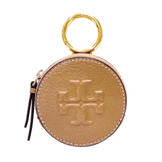 【TORY BURCH】Thea系列焦糖奶茶大TB logo圓形零錢包(150410-221)