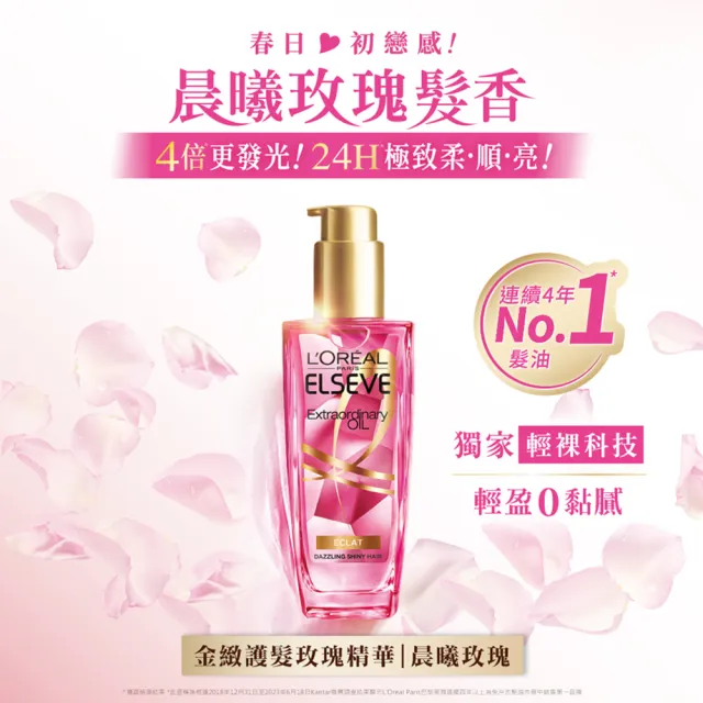 【LOREAL Paris 巴黎萊雅】金緻護髮精油 玫瑰精華/草本植萃/護髮精華(100ml)