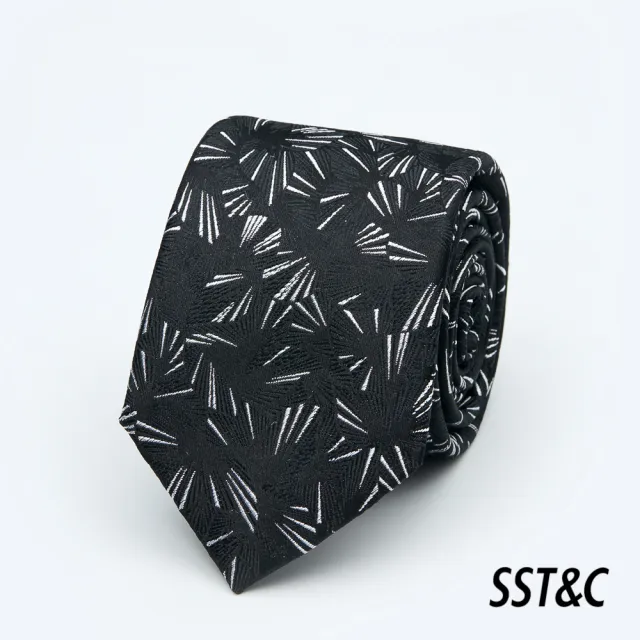 【SST&C 換季７５折】黑色幾何窄版領帶1912403010