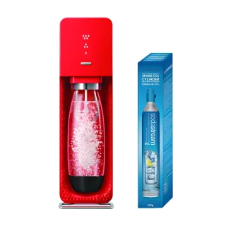【Sodastream-超值組合】自動扣瓶氣泡水機 SOURCE-紅色(加碼送1隻鋼瓶 含原箱共2隻+1L水瓶x1)