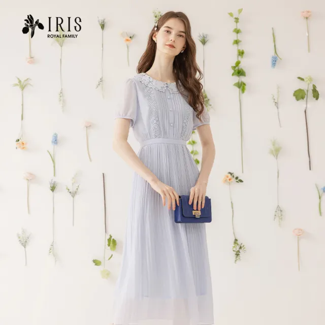 【IRIS 艾莉詩】浪漫紫羅蘭壓褶洋裝(42624)