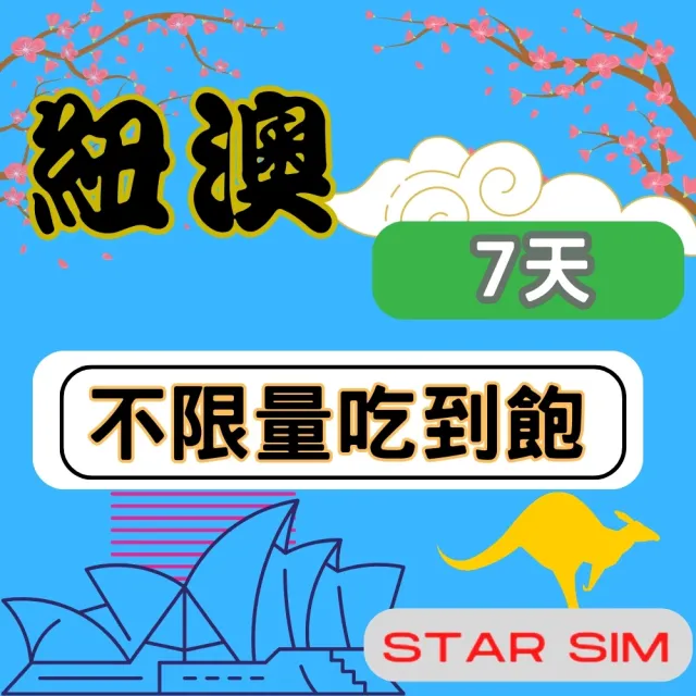 【星光卡  STAR SIM】紐澳上網卡7天 無限量吃到飽(旅遊上網卡 紐西蘭 澳洲網卡 紐澳網路)