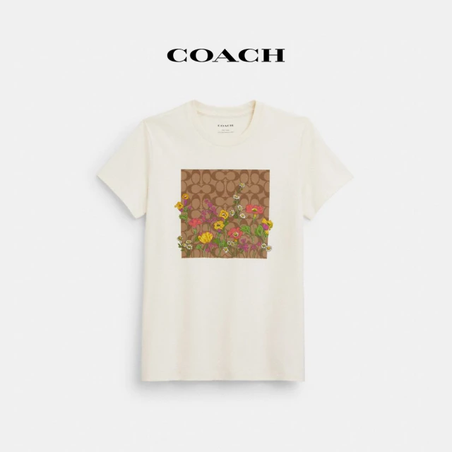 COACH 官方直營棉質花園花卉經典LogoT恤-白色(CQ