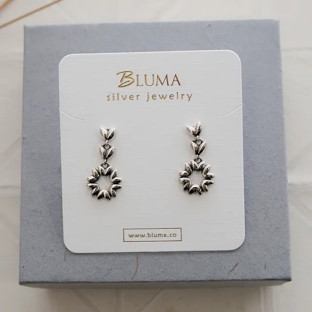 【BLUMA】六瓣花純銀耳環(復古 個性 垂墜耳環 925純銀飾品 母親節禮盒 女生禮物)