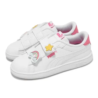 【PUMA】學步鞋 Smash 3.0 Badges V Inf 小童 白 粉紅 童鞋 魔鬼氈 彩虹 星星(397287-01)