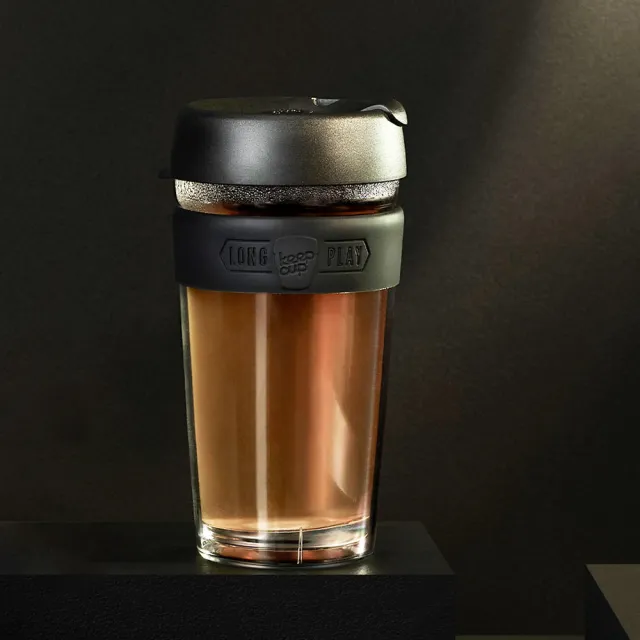 【KeepCup】雙層隔熱杯 454ml - 黑色幽默(內玻璃 外Tritan 雙層杯身設計)