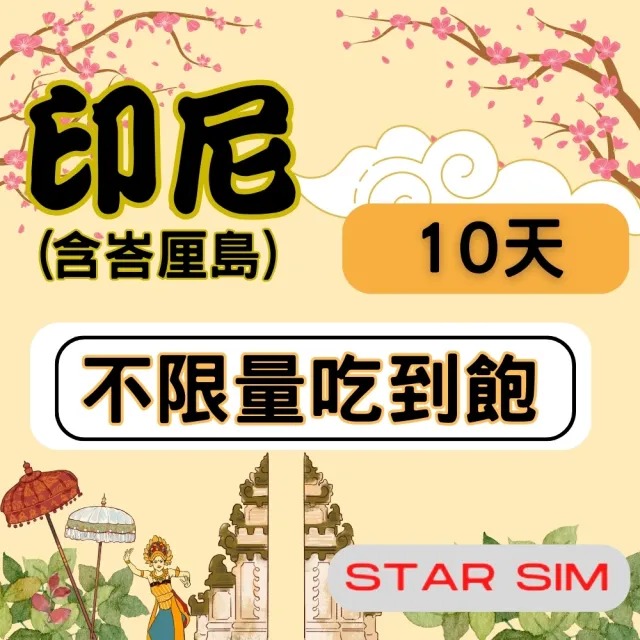 【星光卡  STAR SIM】印尼上網卡10天 無限量吃到飽(旅遊上網卡 印尼 網卡 印尼網路)
