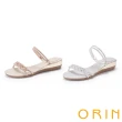 【ORIN】麻花編織燙鑽低跟涼拖鞋(銀色)