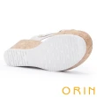 【ORIN】金屬飾條羊皮坡跟厚底拖鞋(白色)