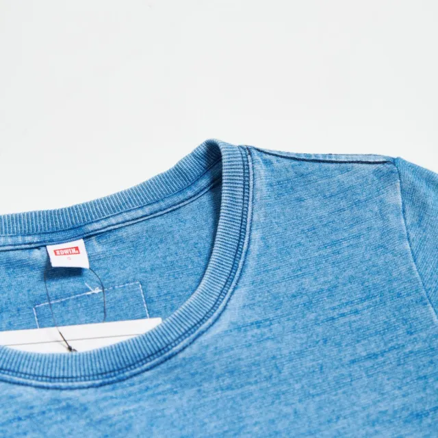【EDWIN】女裝 BT21單色線條短袖T恤(漂淺藍)