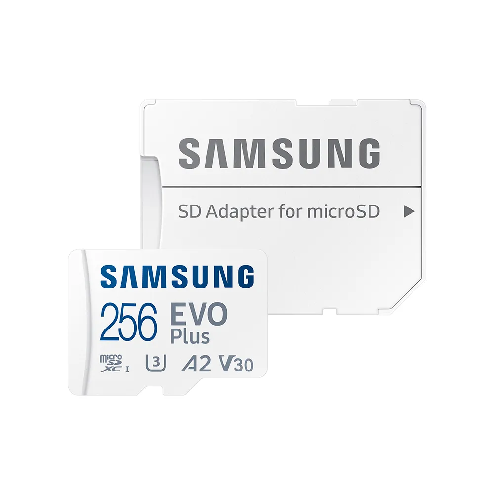 【SAMSUNG 三星】EVO Plus microSDXC U3 A2 V30 256GB記憶卡 公司貨(2024新版 讀取最高160MB/s)