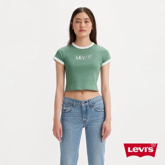 LEVIS 官方旗艦 女款 Mini短版短袖Tee恤 / 長方LOGO 人氣新品 A3523-0070