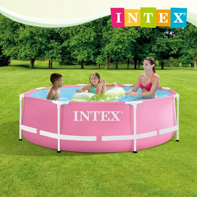 INTEX 簡易裝圓形框架游泳池直徑244x高76cm-2843L 粉紅色 適6歲+(28290)