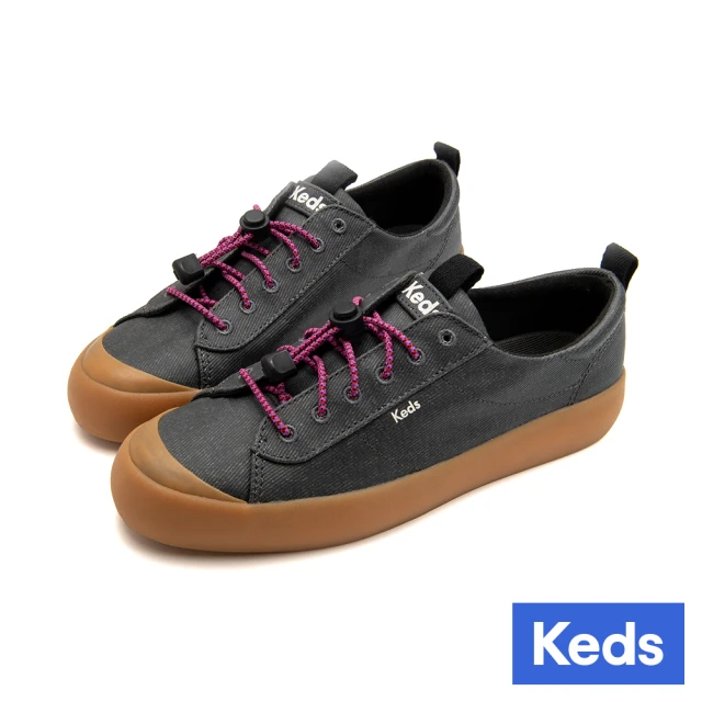 Keds KICKBACK 舒適免綁帶帆布懶人戶外休閒鞋-黑(9243W123557)